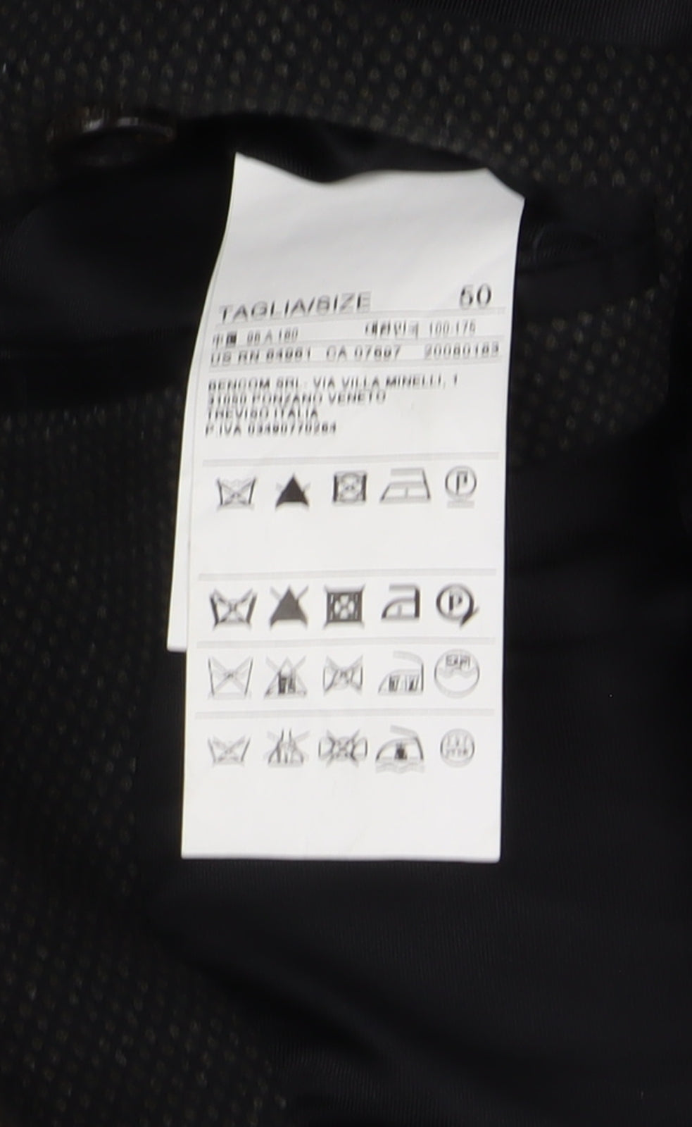 Mens UK Size 50 Stile Benetton Black