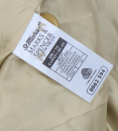Marks & Spencer Women's Beige Wool Coat Size 18