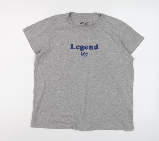 Lee Men's Grey Organic Cotton Regular Fit T-Shirt