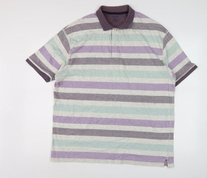 James Pringle Men's Multicoloured Striped Polo L