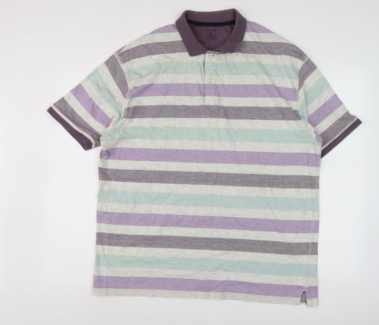 James Pringle Men's Multicoloured Striped Polo L