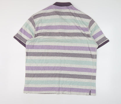 James Pringle Men's Multicoloured Striped Polo L