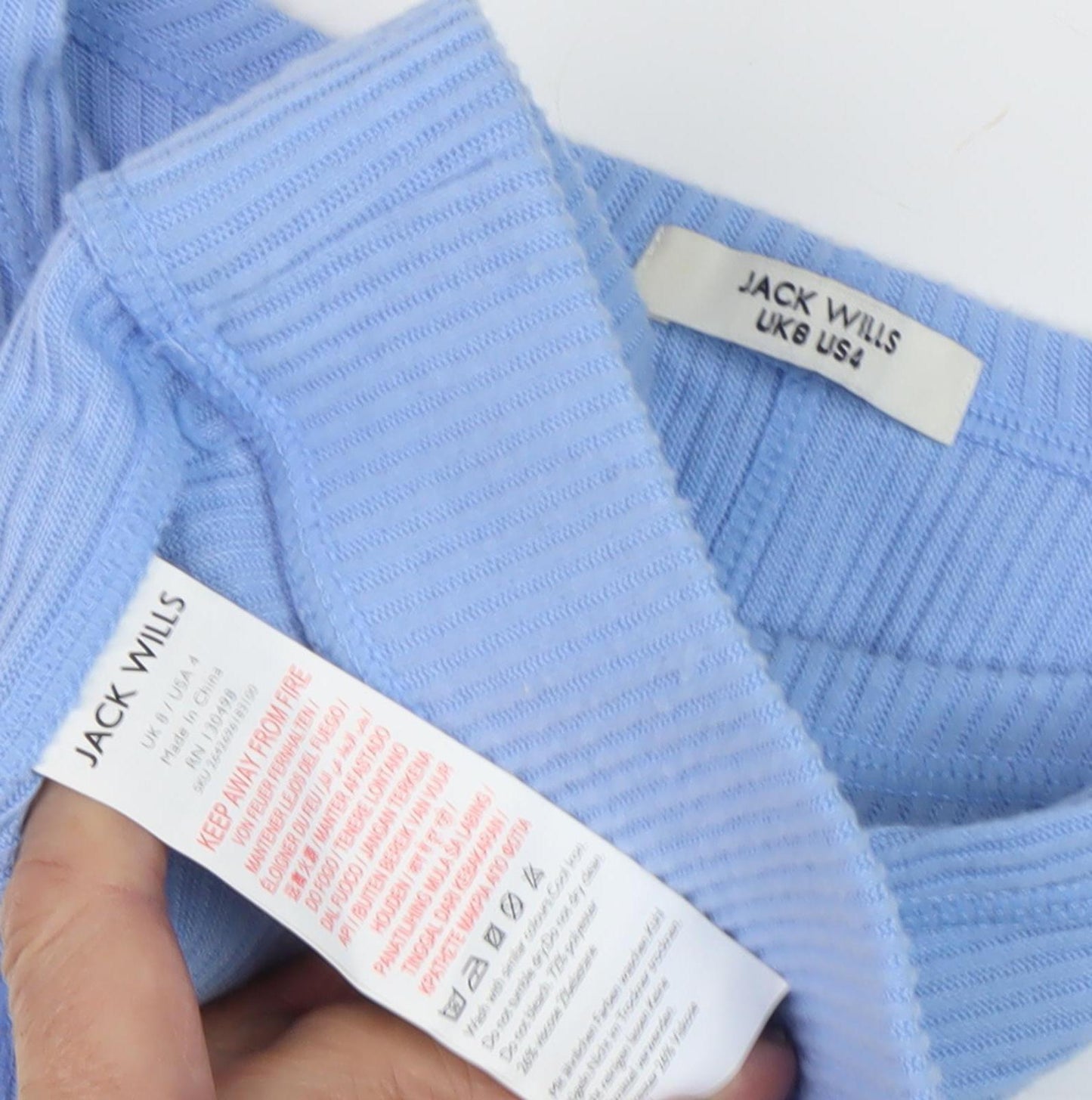 Jack Wills Women's Blue Cotton Tank Top, Size 8, Crew Neck