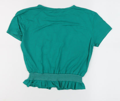 Candy Couture Green Cropped T-Shirt for Girls, 11 Years