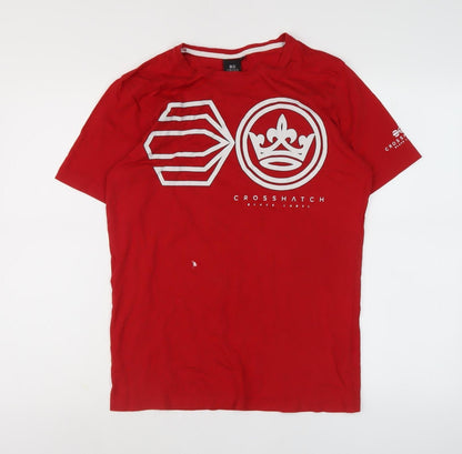 Mens UK Size S Crosshatch Red  T-Shirt