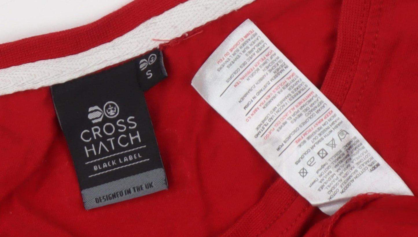 Mens UK Size S Crosshatch Red  T-Shirt