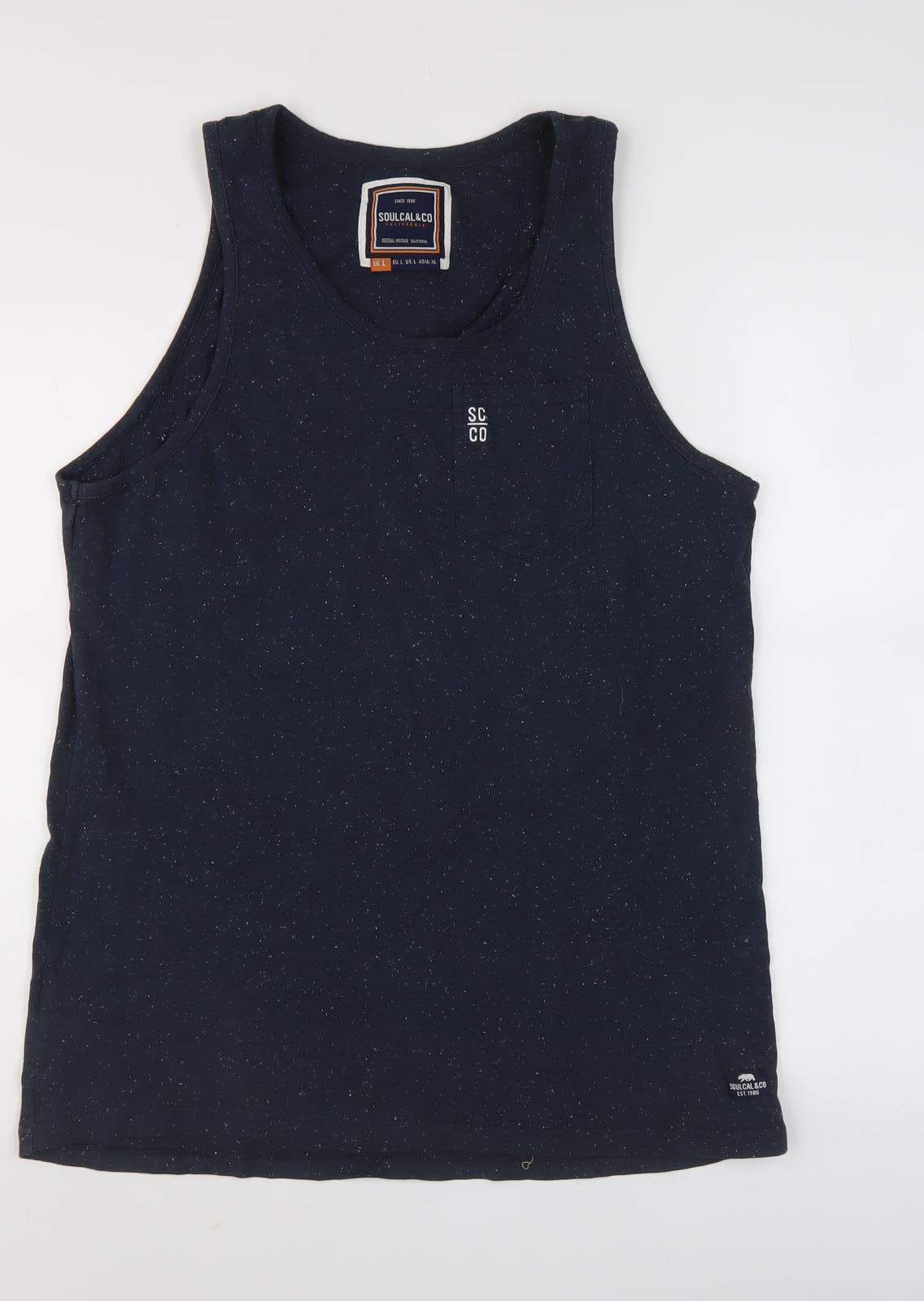 SoulCal & Co Men's L Black Sleeveless T-Shirt, Logo Accent