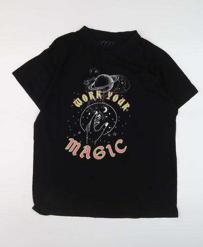 Urbanmiss Men's Black Space Graphic T-Shirt, Size S