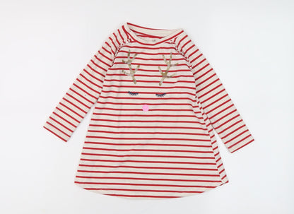 GAP Unisex Red Striped Christmas T-Shirt Dress 18-24 Months