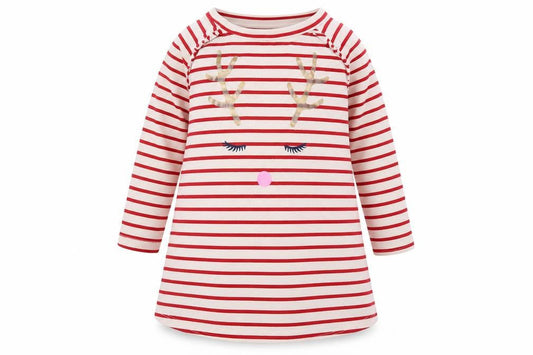 GAP Unisex Red Striped Christmas T-Shirt Dress 18-24 Months