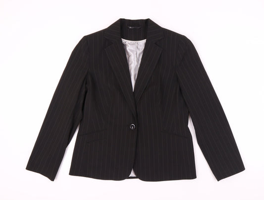 BHS Women's Black Pinstripe Suit Jacket Size 12
