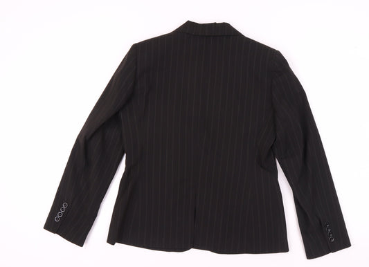 BHS Women's Black Pinstripe Suit Jacket Size 12