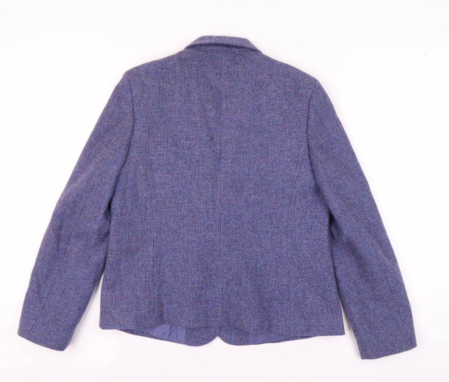 The Edinburgh Woollen Mill Women's Blue Wool Blazer, Size 14, Herringbone Vintage