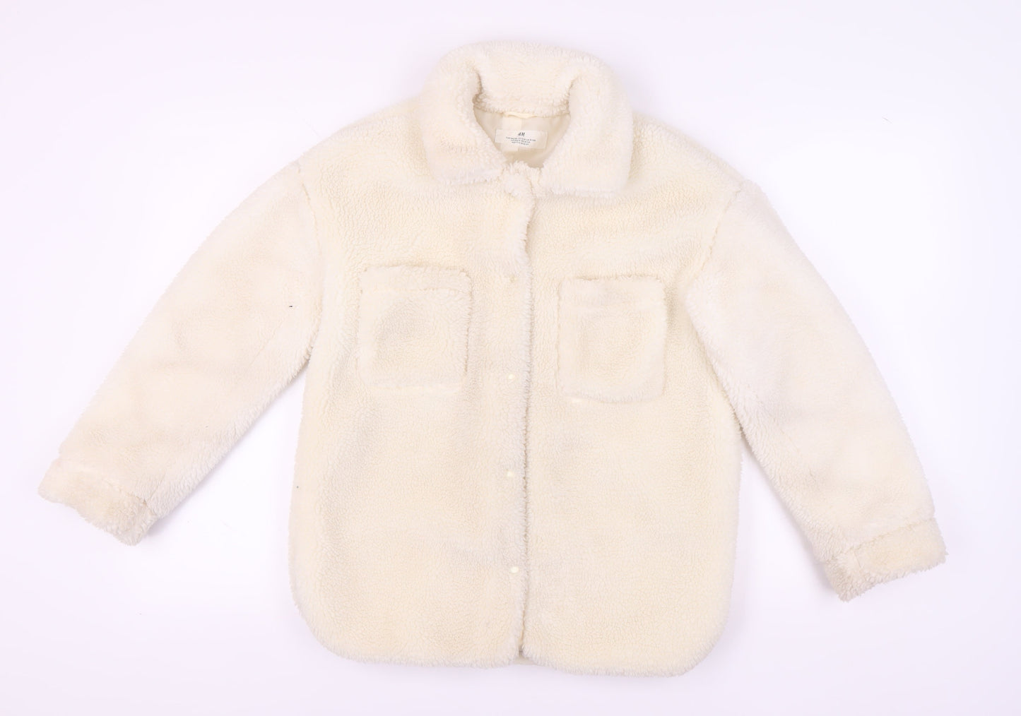 H&M Girls Ivory Basic Fleece Jacket 11-12 Years, Casual