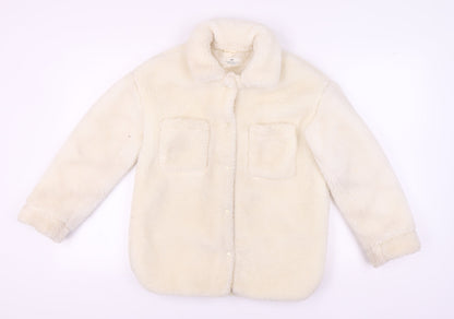 H&M Girls Ivory Basic Fleece Jacket 11-12 Years, Casual