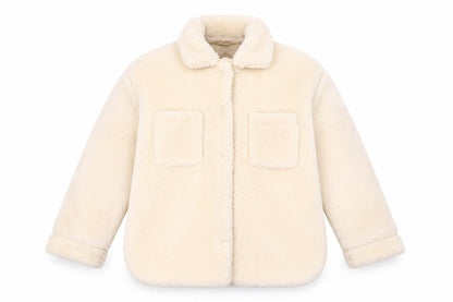 Front view of H&M girls’ ivory basic fleece jacket 11-12 years, casual