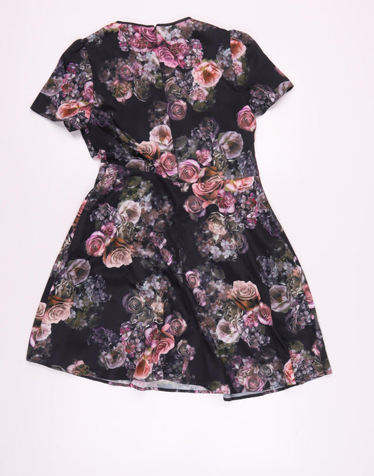Oasis Women's Multicoloured Floral A-Line Dress Size 12