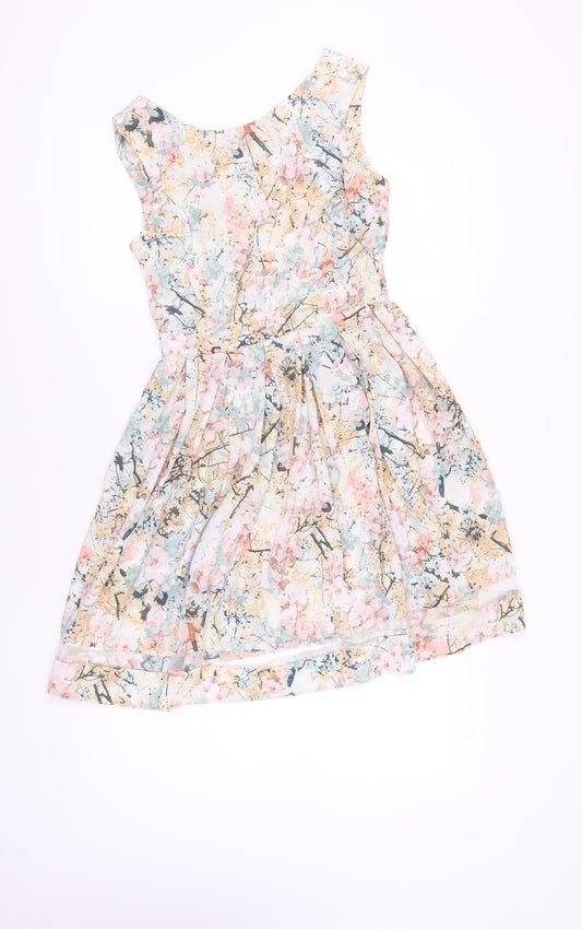 Dorothy Perkins Women's Multicoloured Floral A-Line Dress Size 12