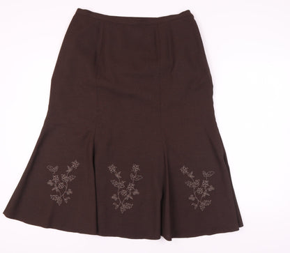 Eastex Women's Brown Floral Embroidered Skirt Size 18
