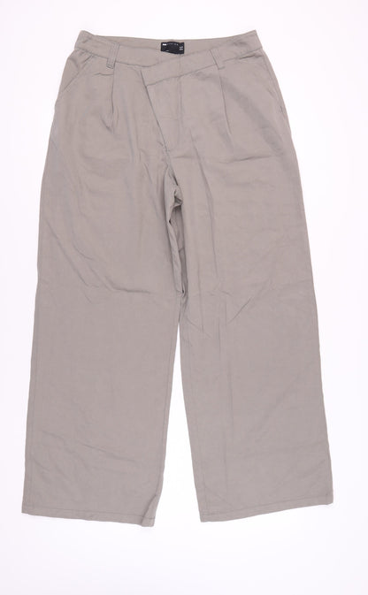 ASOS DESIGN Women's Beige Wide-Leg Casual Trousers Size 14