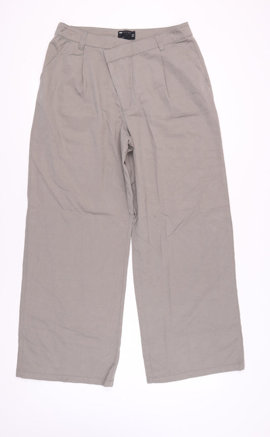 ASOS DESIGN Women's Beige Wide-Leg Casual Trousers Size 14