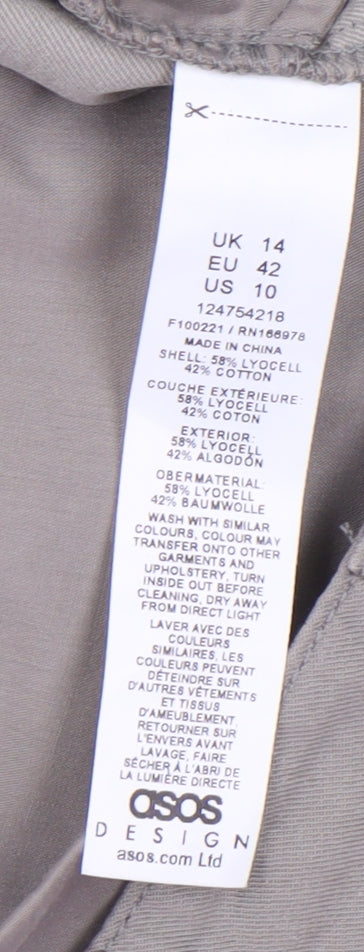 ASOS DESIGN Women's Beige Wide-Leg Casual Trousers Size 14