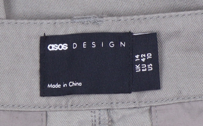 ASOS DESIGN Women's Beige Wide-Leg Casual Trousers Size 14