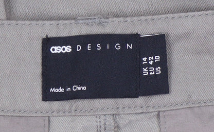 ASOS DESIGN Women's Beige Wide-Leg Casual Trousers Size 14