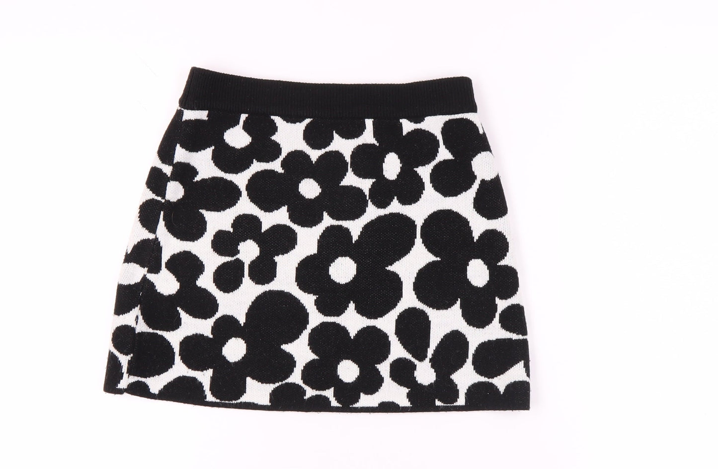 H&M Women's Black & White Floral Mini Skirt, XS