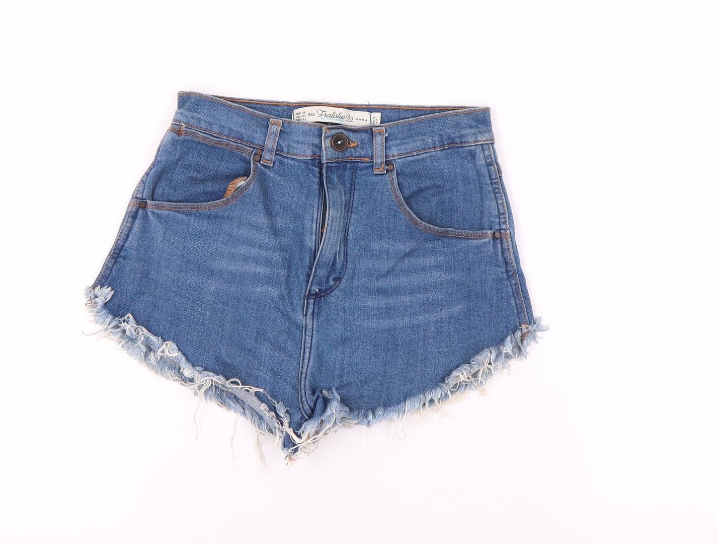 Zara Women's Blue Cut-Off Denim Shorts Size 6