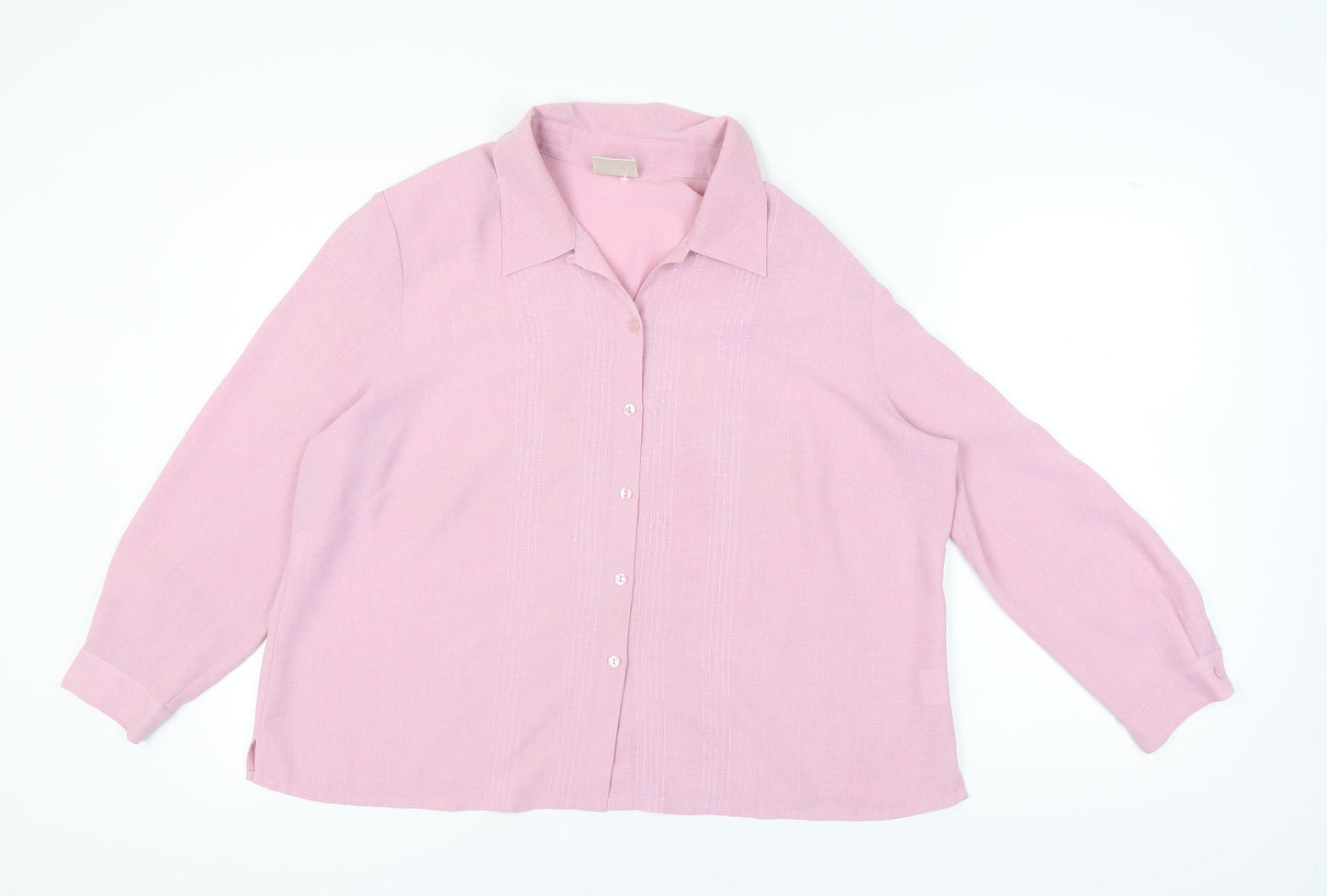 Womens UK Size 22 Eastex Pink Basic Button-Up
