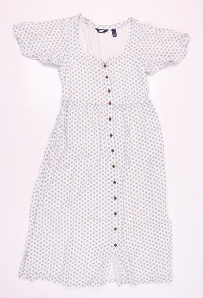 Lands' End Women's White Midi Floral Shirt Dress S