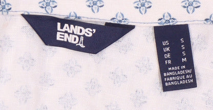 Lands' End Women's White Midi Floral Shirt Dress S