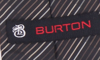 Mens Burton Black Striped 100% Polyester  Tie