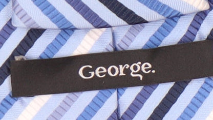 George Men's Blue Striped Tie Polyester
