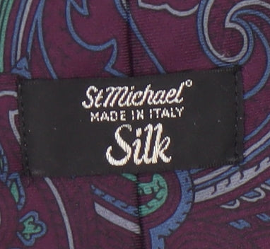 Marks and Spencer Purple Paisley Silk Men's Tie