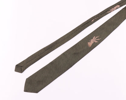 Men's Brown Polyester Tie with Animal Print