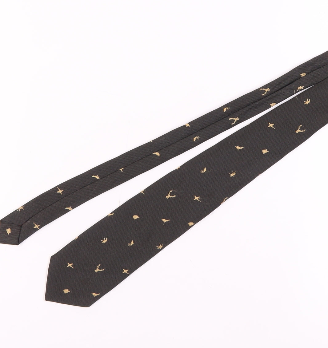 Men's Black Animal Print Polyester Tie
