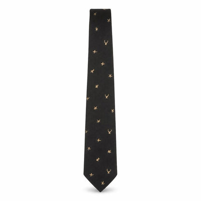Men's Black Animal Print Polyester Tie