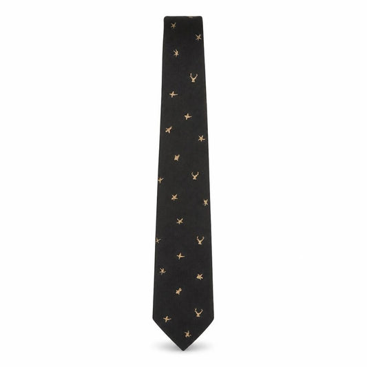 Men's Black Animal Print Polyester Tie