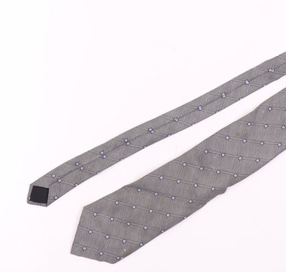 Men's Grey Silk Geometric Pattern Tie, One Size
