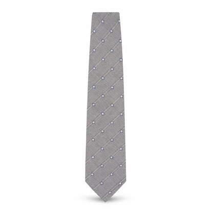 Mens Unknown Grey Geometric 100% Silk  Tie