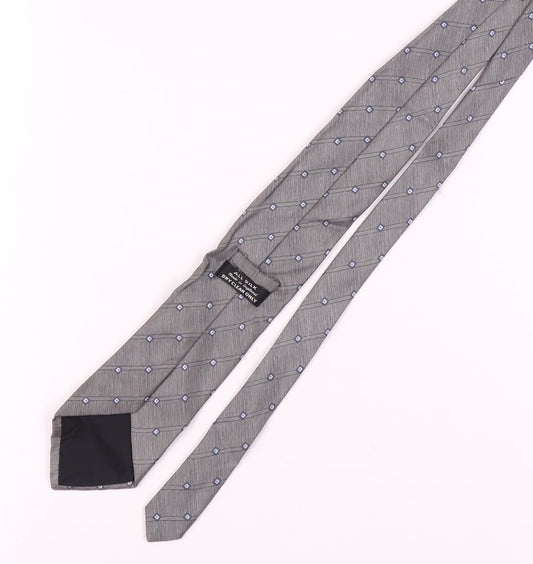 Men's Grey Silk Geometric Pattern Tie, One Size