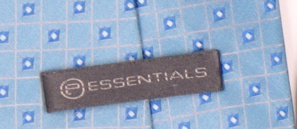 Mens Essentials Blue Geometric 100% Polyester  Tie