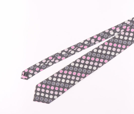 Thomas Nash Men's Grey Polka Dot Silk Tie