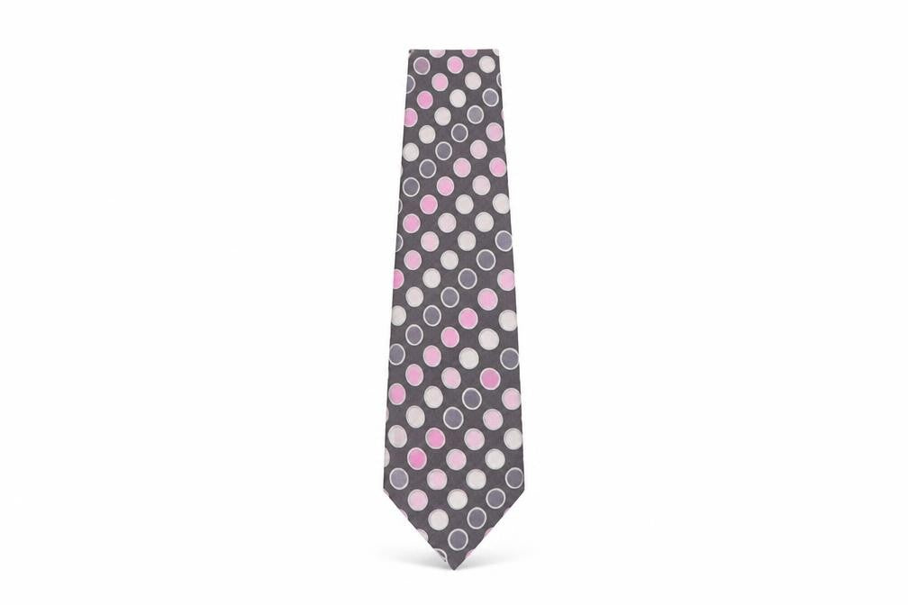 Mens Thomas Nash Grey Polka Dot 100% Silk  Tie