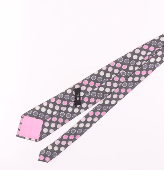 Thomas Nash Men's Grey Polka Dot Silk Tie