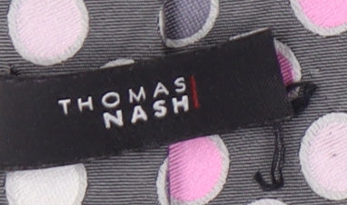 Thomas Nash Men's Grey Polka Dot Silk Tie