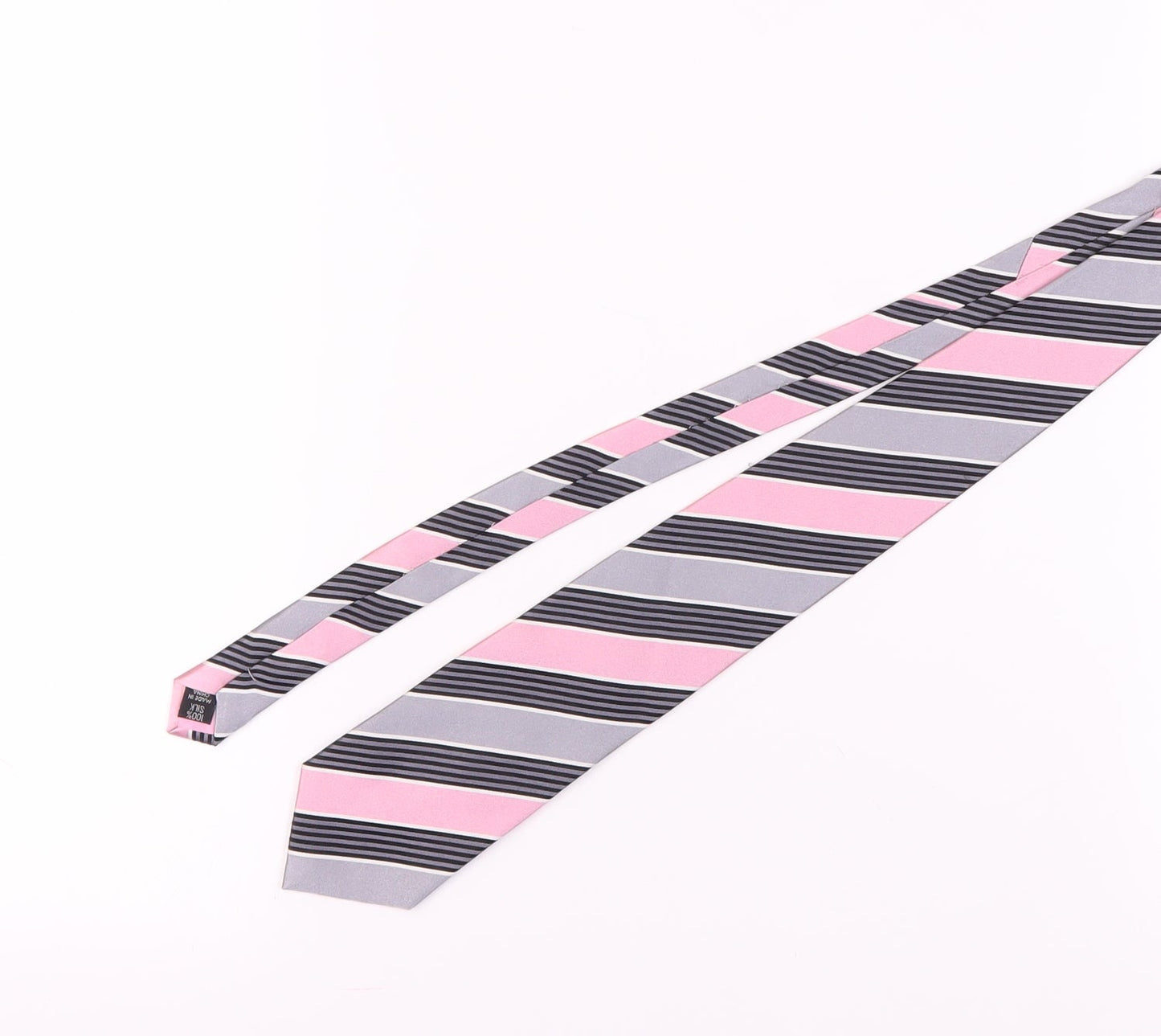 Thomas Nash Men's Pink Grey Striped Polyester Tie