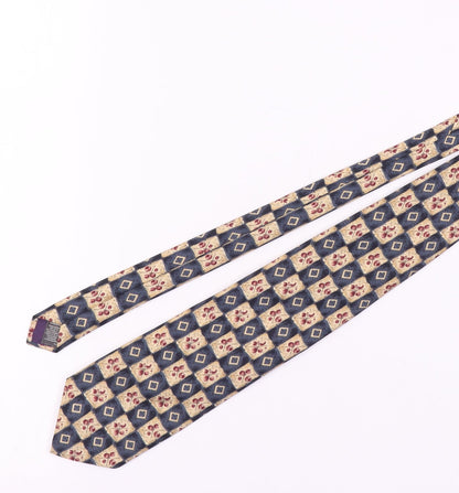 Marks and Spencer Men's Beige Blue Silk Geometric Tie